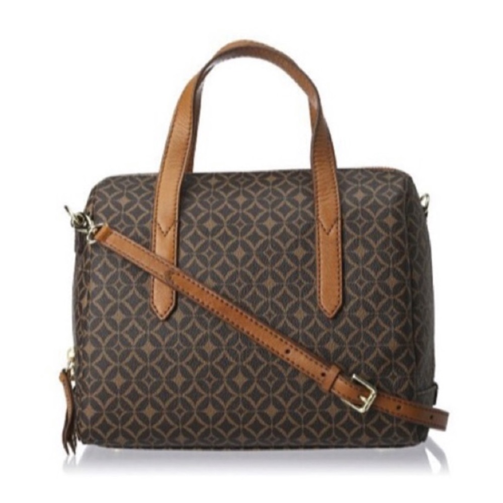 Fossil Signature Sydney Brown Satchel Bag - Picture 1 of 8